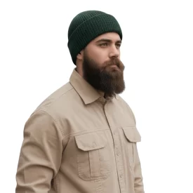 کلاه بافتنی مدل شهدایی کشی کاموایی رنگ سبز یشمی