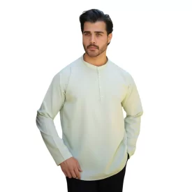 پیراهن یقه یک سانت نصف دکمه سبز پسته ای کد 709