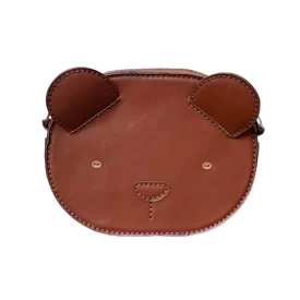 کیف دوشی چرمی دست دوز کودکانه طرح خرس