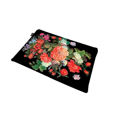 کیف مدارک A4 طرح گل زمینه مشکی