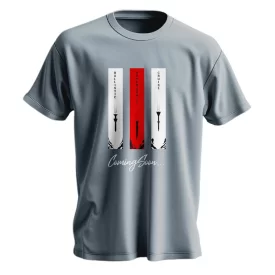 تیشرت مردانه نخی طرح موج سرعت