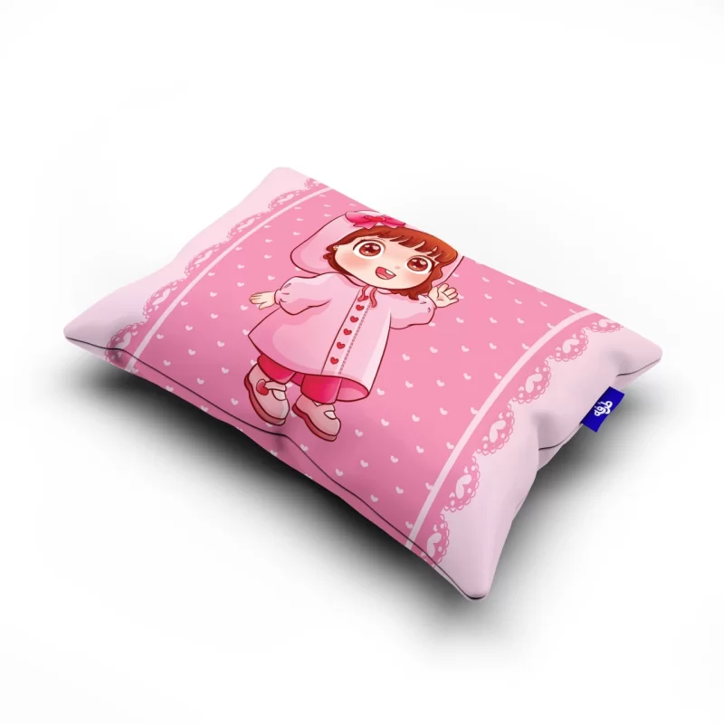 روبالشتی مخمل طرح کاپشن صورتی