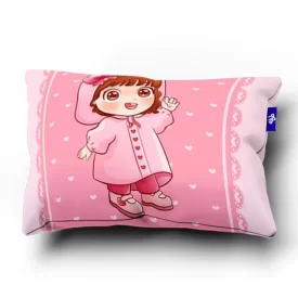 روبالشتی مخمل طرح کاپشن صورتی