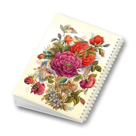 دفتر فنری 50 برگ طرح گل درشت سفید