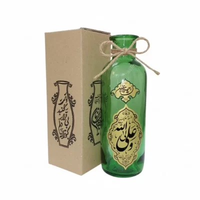 گلدان شیشه ای استوانه ای طرح علی ولی الله