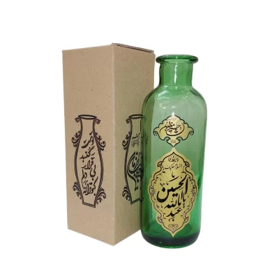 گلدان شیشه ای استوانه ای طرح یا اباعبدالله الحسین