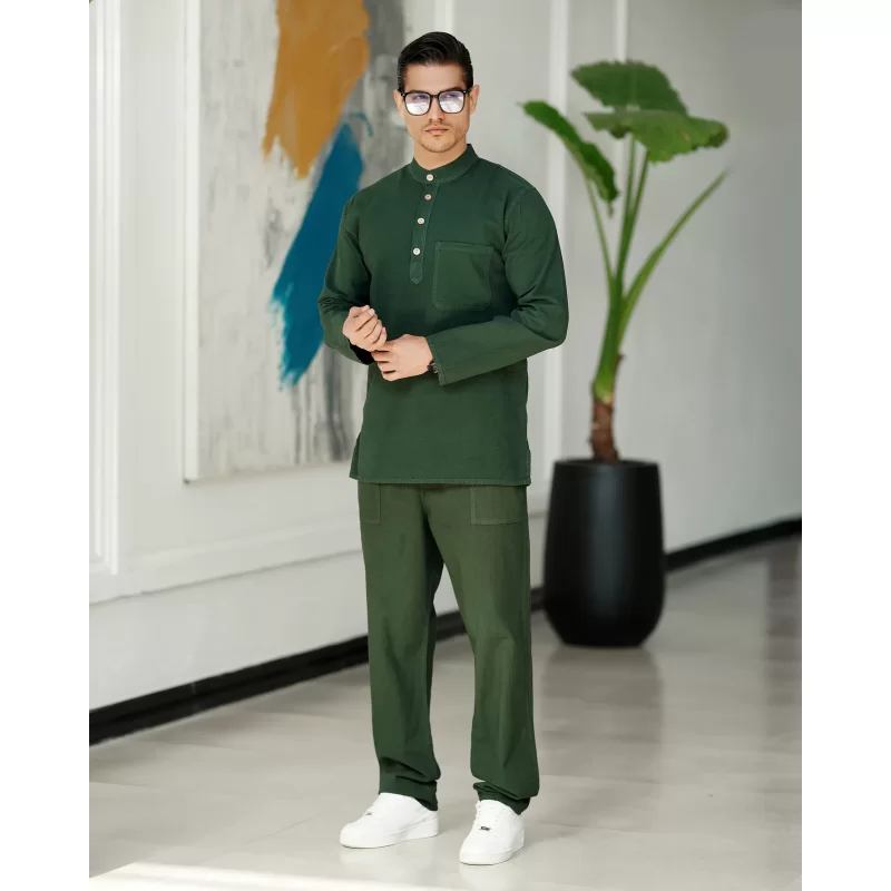 پیراهن الیاف طبیعی 4 دکمه مردانه مدل آرین