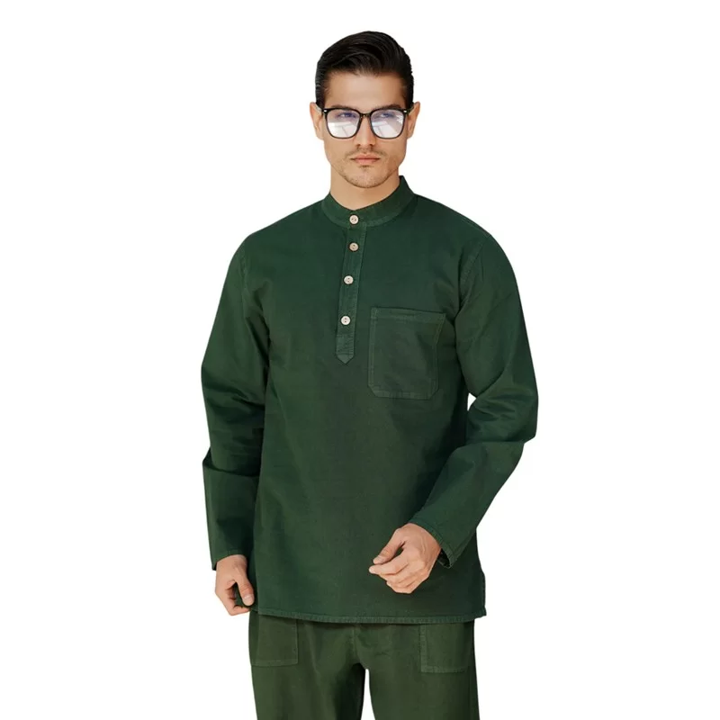 پیراهن الیاف طبیعی 4 دکمه مردانه مدل آرین