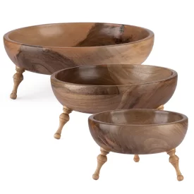 ست سه عددی کاسه پذیرایی چوبی طرح پایه فشنگی