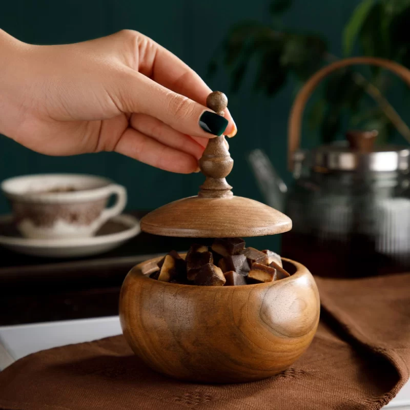 قندان چوبی طرح خمره ای