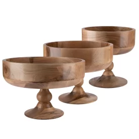 ست سه عددی ظرف پذیرایی چوبی طرح لبه بلند پایه دار