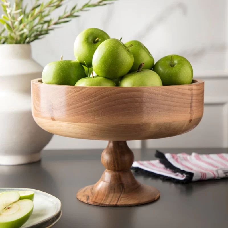 ظرف پذیرایی چوبی طرح لبه بلند پایه دار سایز بزرگ