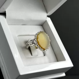 انگشتر نقره مردانه مدل عقیق زرد شرف الشمس کد6