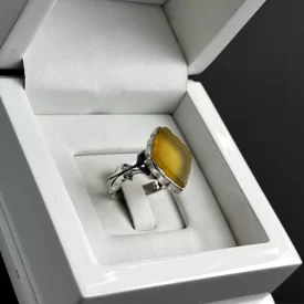 انگشتر نقره مردانه مدل عقیق زرد شرف الشمس کد 11