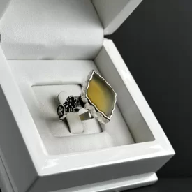 انگشتر نقره مردانه مدل عقیق زرد شرف الشمس کد7