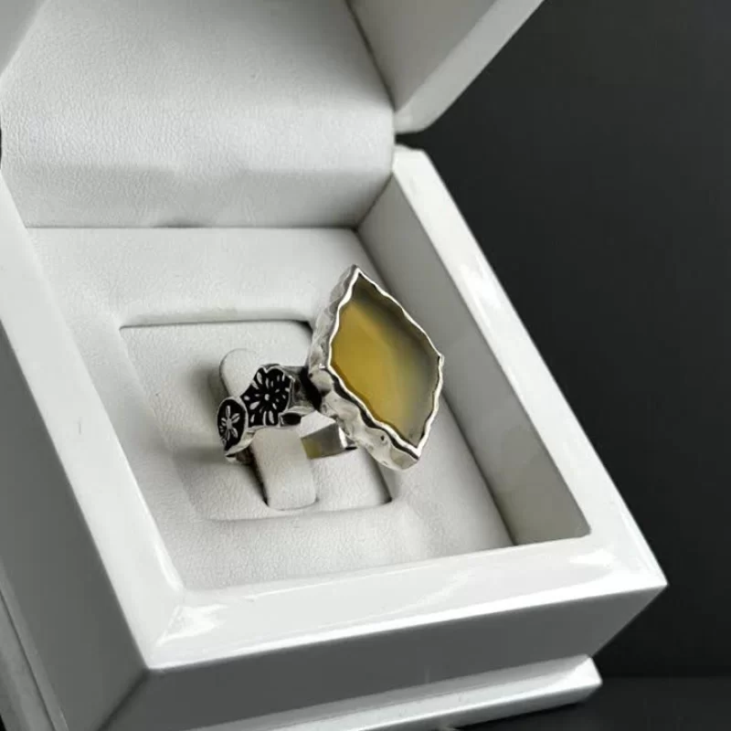 انگشتر نقره مردانه مدل عقیق زرد شرف الشمس کد7