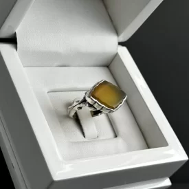 انگشتر نقره مردانه مدل عقیق زرد شرف الشمس کد 10