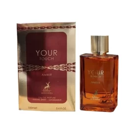 ادکلن زنانه و مردانه الحمبرا مدل یور تاچ آمبر رایحه گرم و شیرین حجم 100 میلی لیتر
