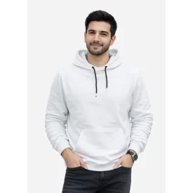 هودی مردانه سه‌ نخ کلاسیک سفید