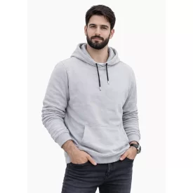 هودی مردانه سه‌ نخ کلاسیک طوسی