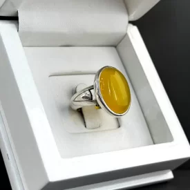 انگشتر نقره مردانه مدل عقیق زرد شرف الشمس کد 32