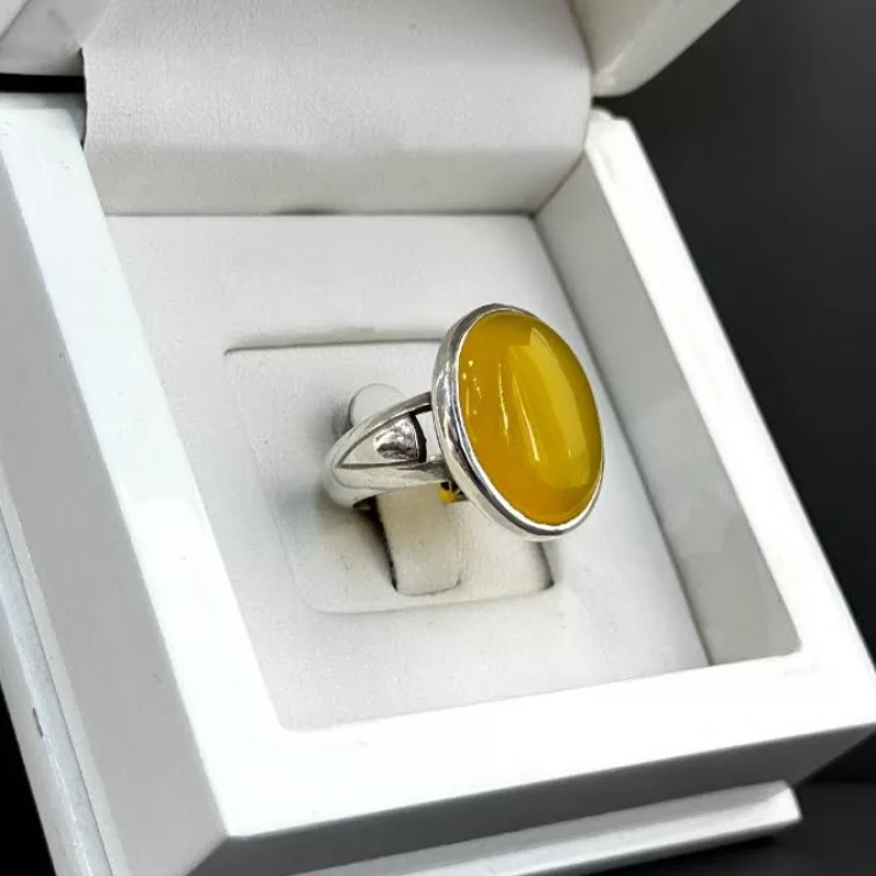 انگشتر نقره مردانه مدل عقیق زرد شرف الشمس کد 32