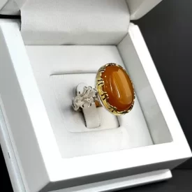 انگشتر نقره مردانه مدل عقیق زرد شرف الشمس کد 37