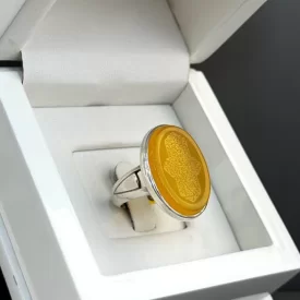 انگشتر نقره مردانه مدل عقیق زرد شرف الشمس کد 29