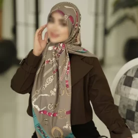 روسری ابریشم توییل موکا دور دوخت کد 632