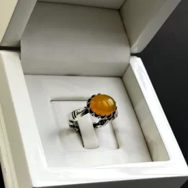 انگشتر نقره مردانه مدل عقیق زرد شرف الشمس کد 25