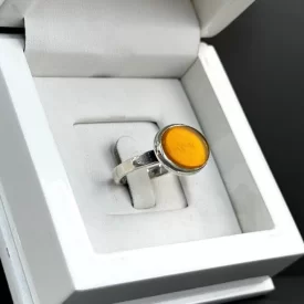 انگشتر نقره مردانه مدل عقیق زرد شرف الشمس کد 43