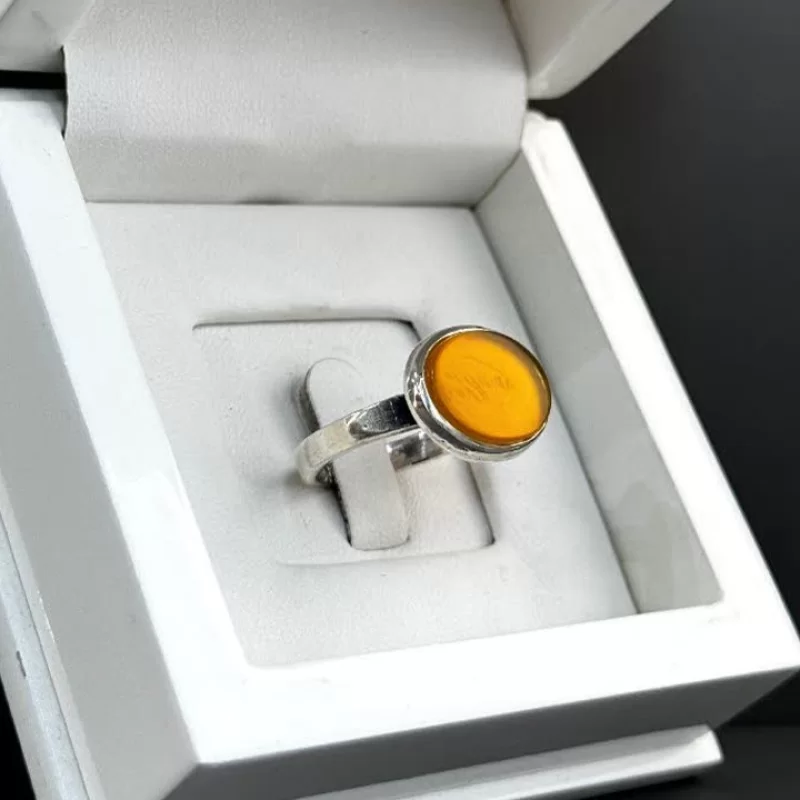 انگشتر نقره مردانه مدل عقیق زرد شرف الشمس کد 43