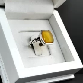 انگشتر نقره مردانه مدل عقیق زرد شرف الشمس کد 42