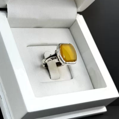 انگشتر نقره مردانه مدل عقیق زرد شرف الشمس کد 42