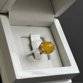 انگشتر نقره زنانه مدل عقیق زرد شرف الشمس کد 56