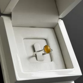 انگشتر نقره زنانه مدل عقیق زرد شرف الشمس کد 55