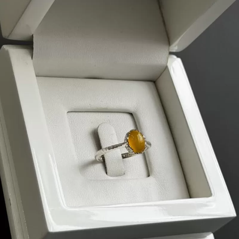 انگشتر نقره زنانه مدل عقیق زرد شرف الشمس کد 55