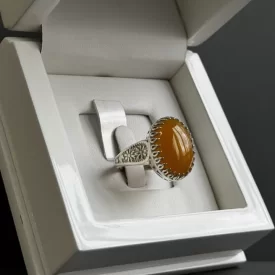 انگشتر نقره زنانه مدل عقیق زرد شرف الشمس کد 61