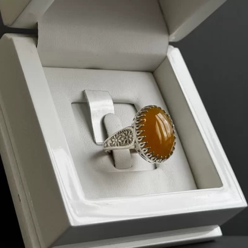 انگشتر نقره زنانه مدل عقیق زرد شرف الشمس کد 61