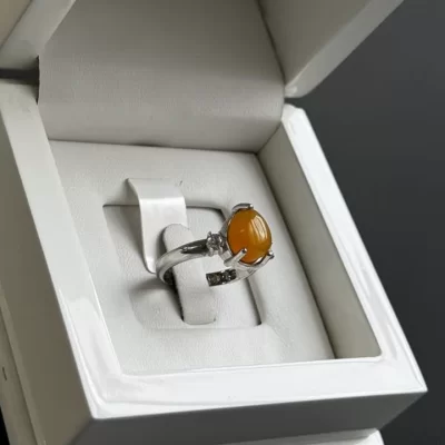 انگشتر نقره زنانه مدل عقیق زرد شرف الشمس کد 59