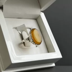 انگشتر نقره زنانه مدل عقیق زرد شرف الشمس کد 57