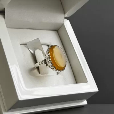 انگشتر نقره زنانه مدل عقیق زرد شرف الشمس کد 57