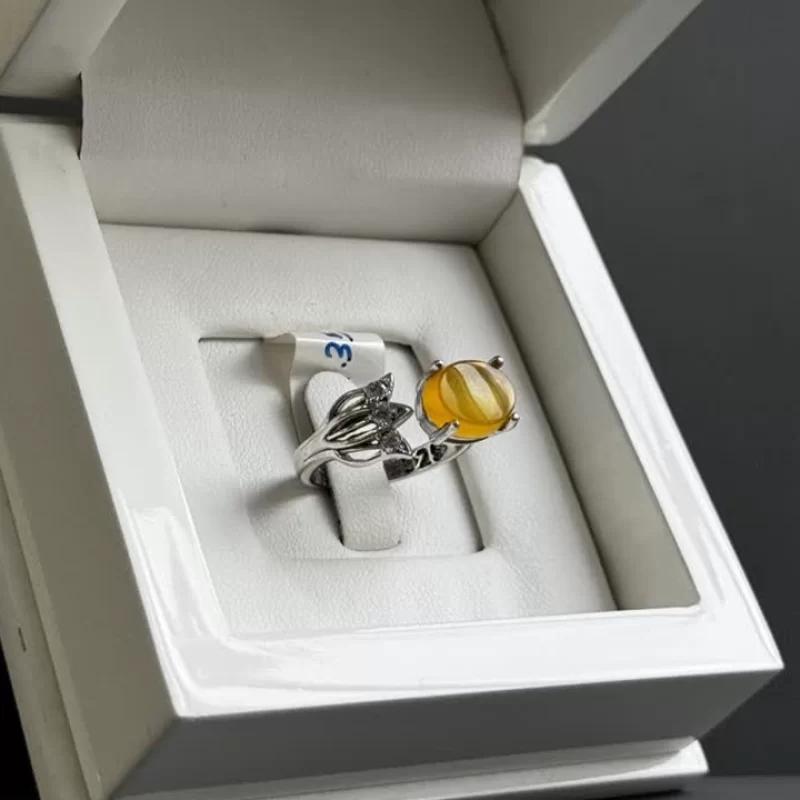 انگشتر نقره زنانه مدل عقیق زرد شرف الشمس کد 65