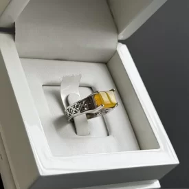 انگشتر نقره زنانه مدل عقیق زرد شرف الشمس کد 62