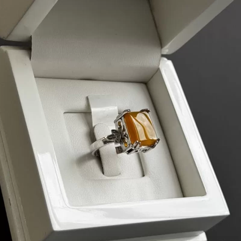 انگشتر نقره زنانه مدل عقیق زرد شرف الشمس کد 58