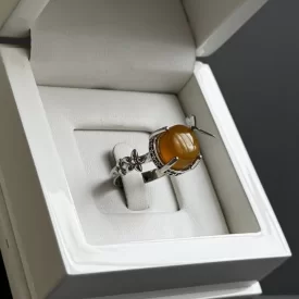 انگشتر نقره زنانه مدل عقیق زرد شرف الشمس کد 60