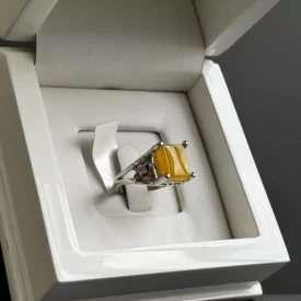 انگشتر نقره زنانه مدل عقیق زرد شرف الشمس کد 64