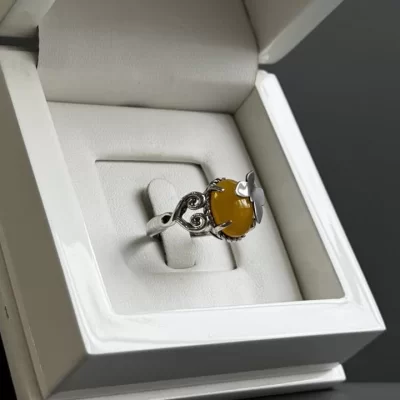 انگشتر نقره زنانه مدل عقیق زرد شرف الشمس کد 63