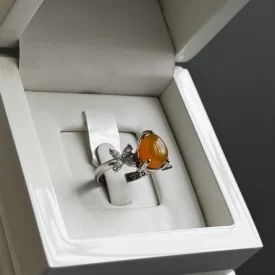 انگشتر نقره زنانه مدل عقیق زرد شرف الشمس کد 66