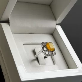 انگشتر نقره زنانه مدل عقیق زرد شرف الشمس کد 70